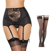 MQLKF Women's Lace Embroidery See Through Panties Garter Belt With Stockings Sexy Elegant Breathable Women Nightwear
